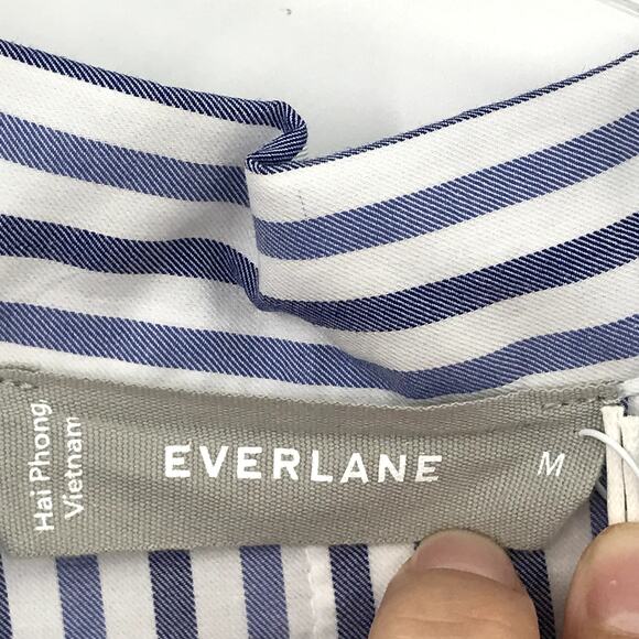 Everlane Woven PJ Top M Boxy Dropped Shoulder Button Front Cotton Striped NWT - Picture 3 of 6